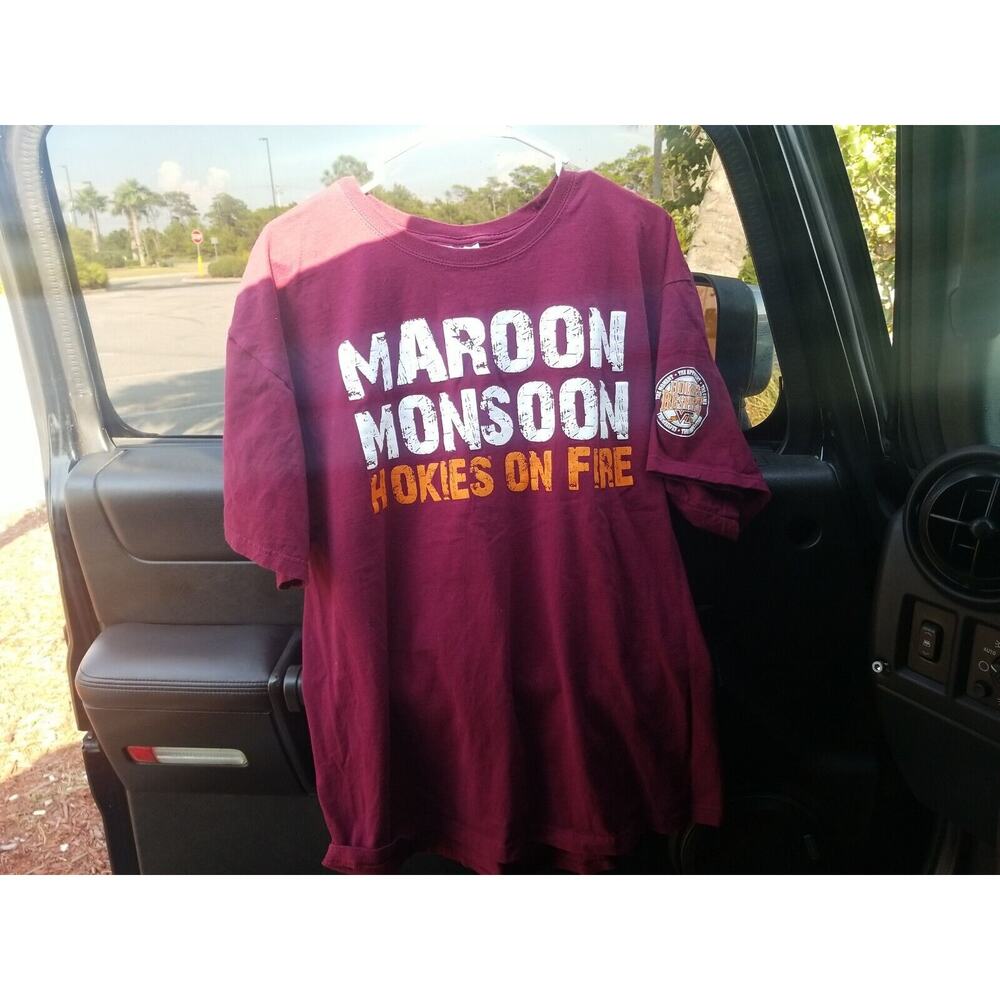 Virginia Tech Shirt Mens XL Vintage Hokies Hanes Maroon Monsoon
